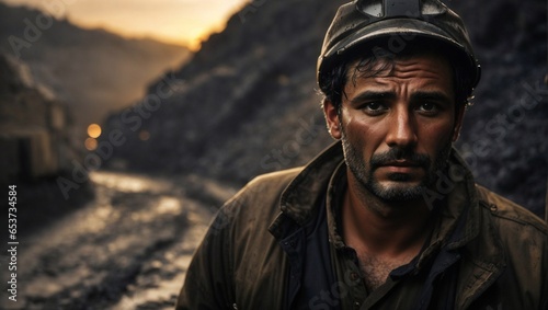 Search for coal in the dark: A miner pursues his dream under the moonlight © williamlacruz