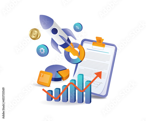 Business startup rocket launch