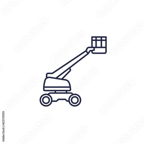 aerial work platform line icon on white