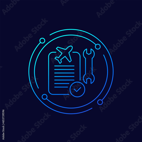 airplane repair list icon in line design