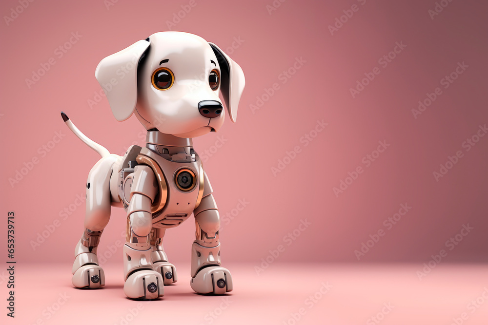 Cute toy robot puppy on a delicate background Cute toy robot puppy on a delicate background