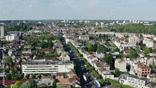 France, Melun, Lille, drone aerial view above the Melun city photo