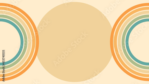 Abstract background of rainbow and sun groovy Wavy Line design in 1970s Hippie Retro style. Vector pattern ready to use for cloth, textile, wrap and other.