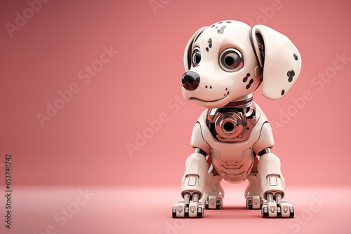 Cute toy robot puppy on a delicate background