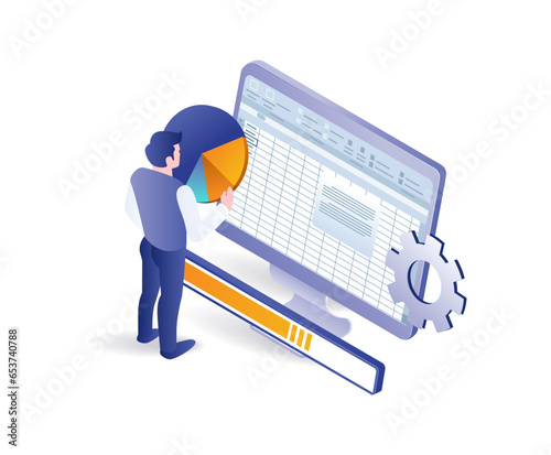 Man analyzing business data with excel application