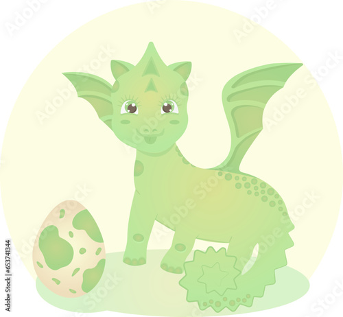 Cute dragon and dinosaur character, cartoon animal characters, vector illustration, eps 10 © Liliy