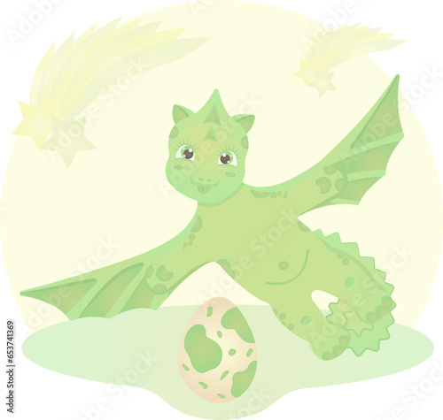 Cute dinosaur, cartoon character, vector illustration, EPS 10 © Liliy