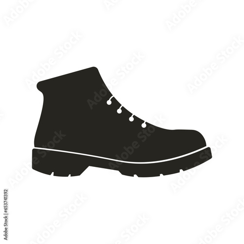 Isolated illustration of black pictogram safety shoes, a working foot protection icon for industrial graphic element sign 