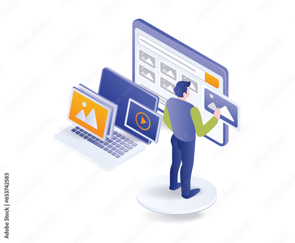 Man selecting images for business portfolio creator content Man selecting images for business portfolio creator content