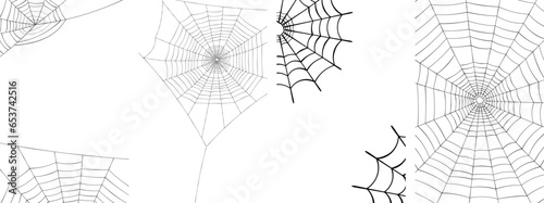 Spiders and web. Background with space for Halloween banner