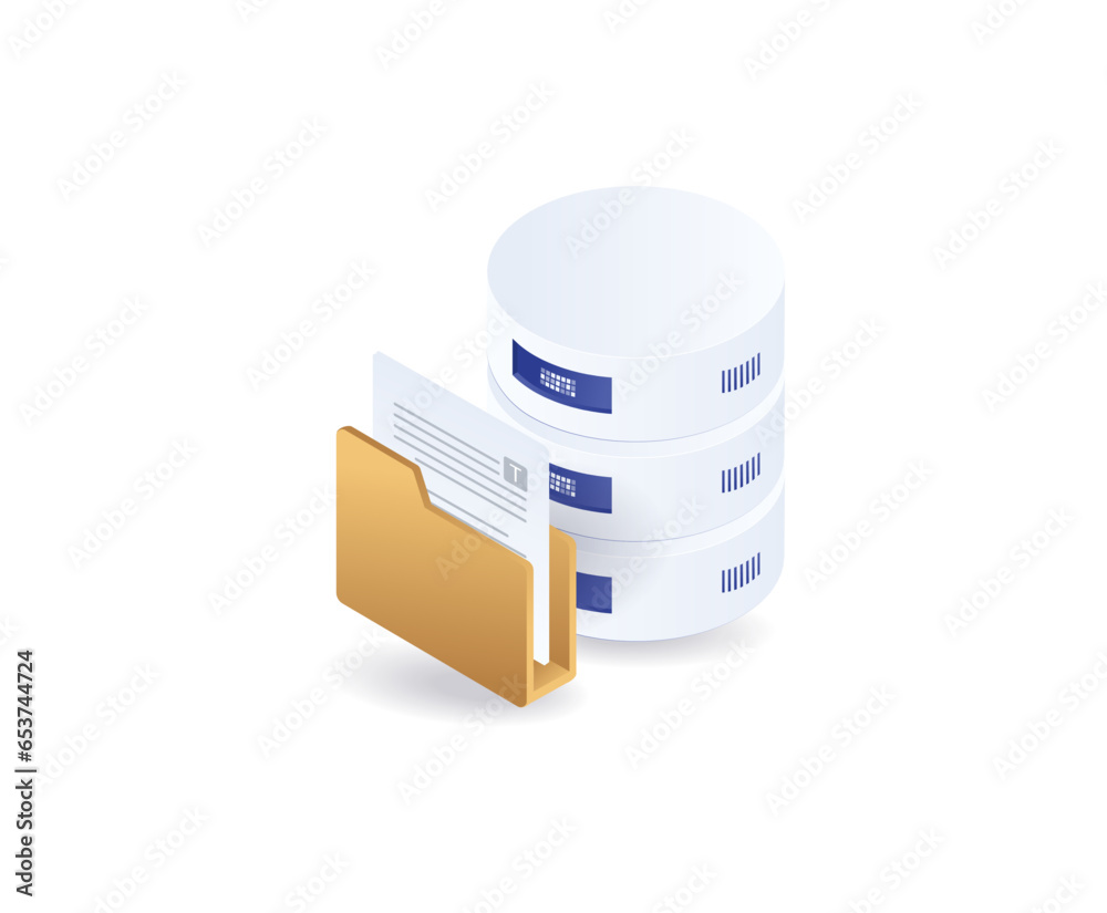 System database folder concept isometric System database folder concept isometric