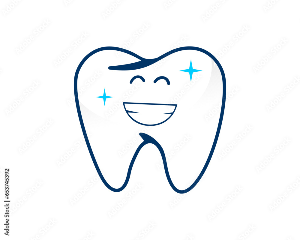 Cartoon of clean teeth with smiling vector illustration