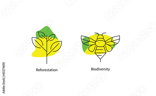 Reforestation and Biodiversity Vector Icon: Promoting Ecological Balance.