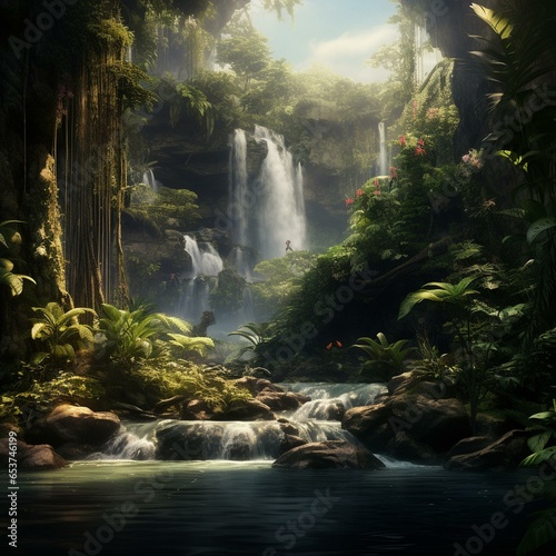 garden of eden waterfall nature cinematic