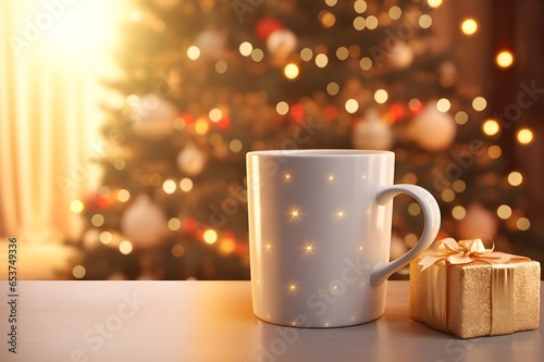White and Golden Light Cup at Christmas