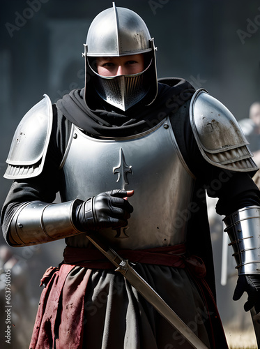 Detailed cinematic portrayal of Teutonic knights bloodsoaked