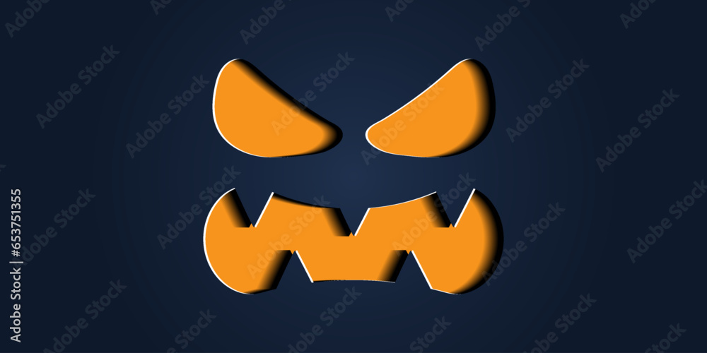 Fototapeta premium Simple halloween pumpkin expressions in paper cut style for poster or brochure.
