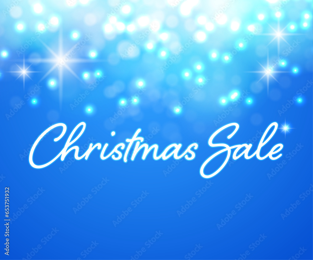 Christmas banner with glittering blue background