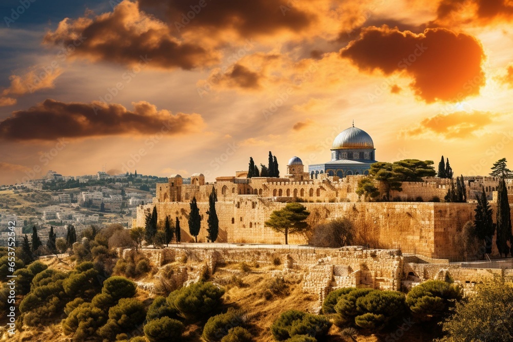 Fototapeta premium Stunning Jerusalem landscape. Generative AI
