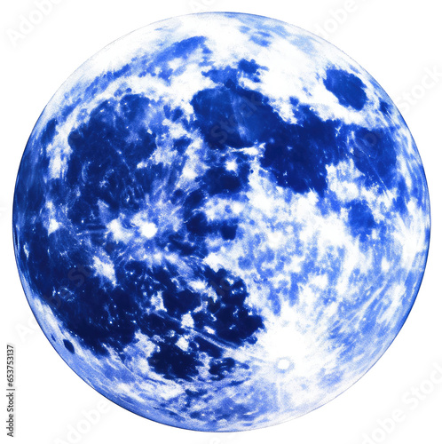 Full Super Moon. Blue White. Generative Ai