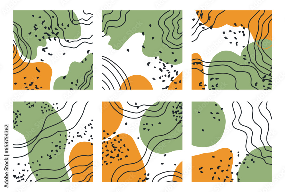 Abstract wavy lines and watercolor paint splashes Abstract wavy lines and watercolor paint splashes