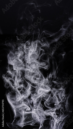 Smoke, black background and steam, fog or gas on mockup space wallpaper. Cloud, smog and magic effect on dark backdrop of mist with abstract texture, pollution pattern and incense vapor moving in air