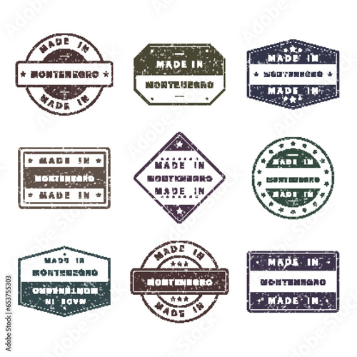 Made in Labels Set with Grunge Effect Isolated on White Background