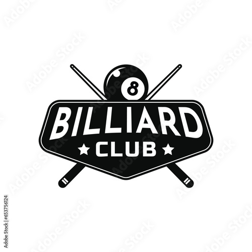 Billiard logo design vintage retro label