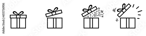 Gift box icon set. Present gift wrapping symbol. Christmas gift icon illustration vector symbol. Vector isolated elements. Vector illustration.