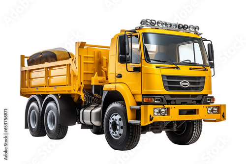 Large mining dump truck isolated on a transparent background, Generative Ai