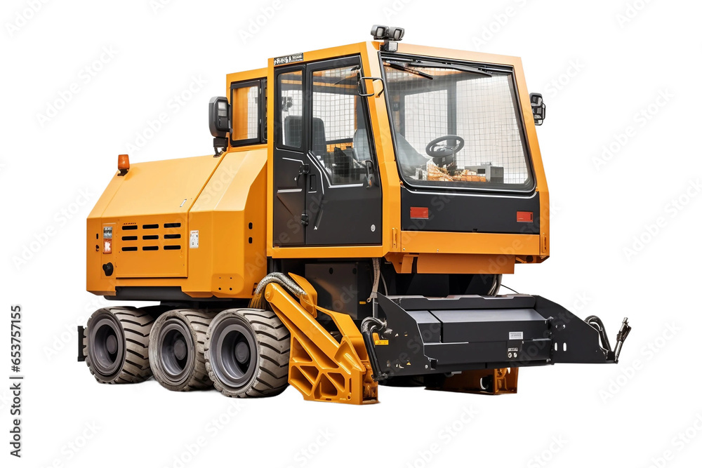 Compactor road roller isolated on a transparent background, Generative Ai