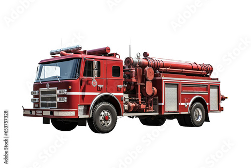 Fire engine ladder truck isolated on a transparent background, Generative Ai