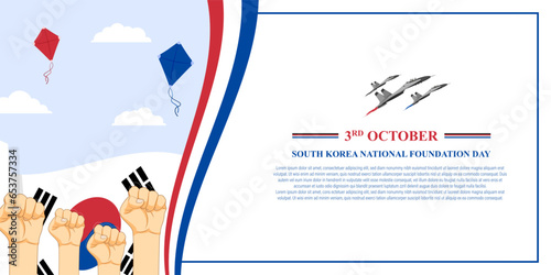 Vector illustration of Korea National Foundation Day social media feed template