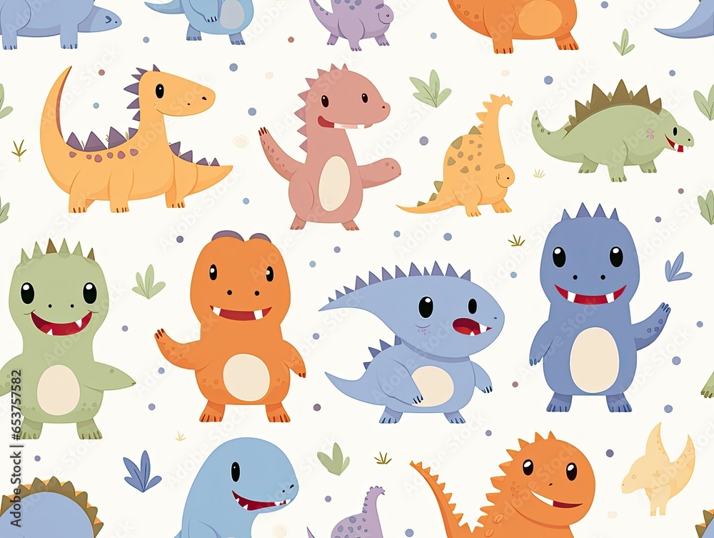 Naklejka premium cute dinosaur pattern