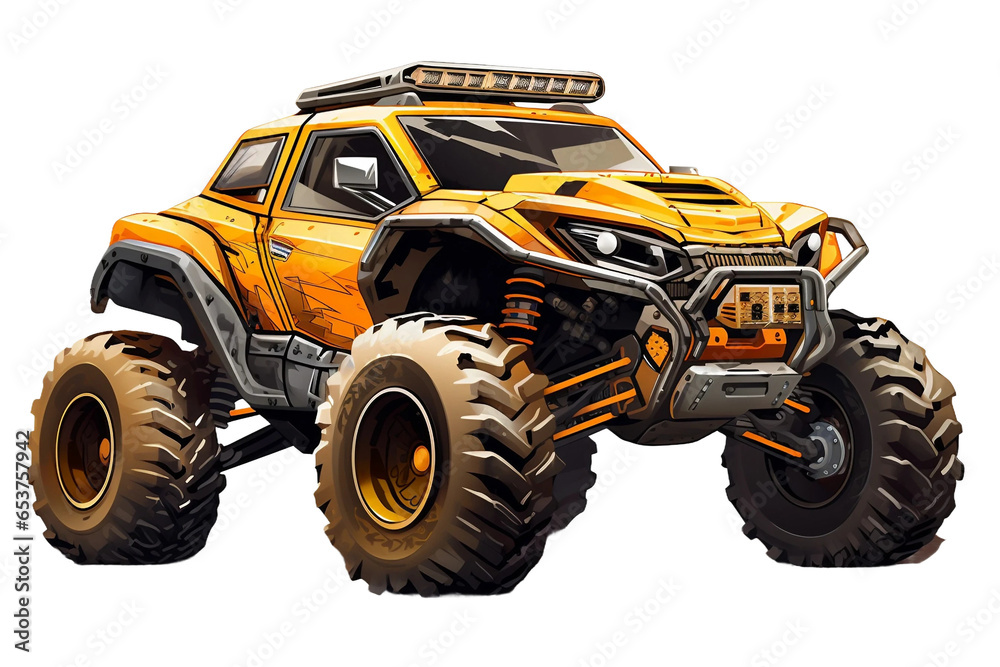 Monster jeep truck isolated on a transparent background, Generative Ai