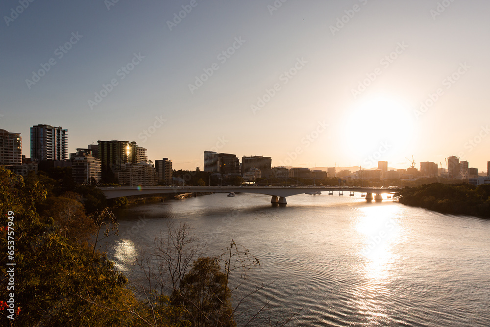 sunset over the Brisbane river from Kangaroo point