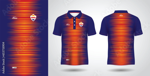 blue red and yellow polo sport shirt sublimation jersey template