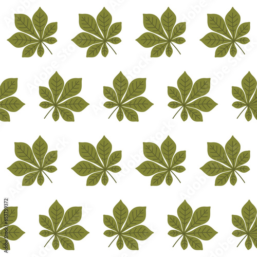 Vector seamless pattern with chestnut leaves on a white background