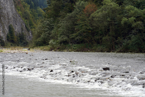 The Dunajec Gorge in the Pieniny Mountains, the rushing current