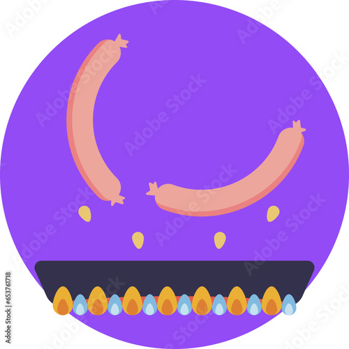 This vector icon features a classic representation of delicious sausages. Perfect for menus, food-related websites, and culinary designs.