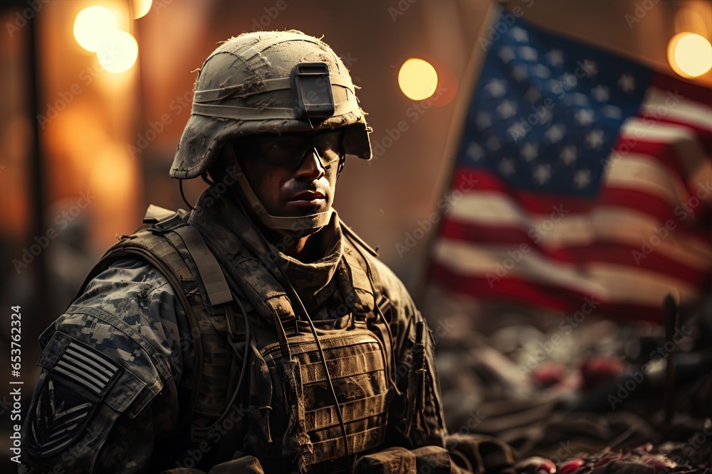Memorial Day,American flag ,soldier helmet, symbolizing remembrance and honor,Generated with AI Memorial Day,American flag ,soldier helmet, symbolizing remembrance and honor,Generated with AI