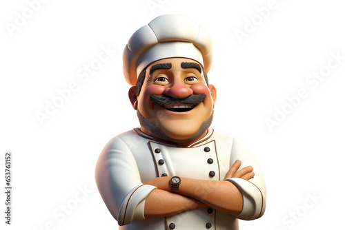 Happy character of chef in action pose isolated on a transparent background, Generative Ai