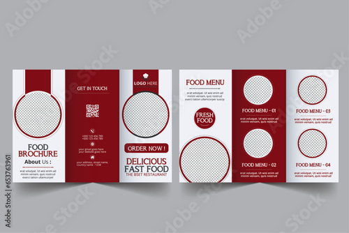 Fast food trifold brochure flyer template design, Food menu trifold brochure, food menu Brochure
in A4 size Tri fold. Healthy  Meal, Restaurant menu template
