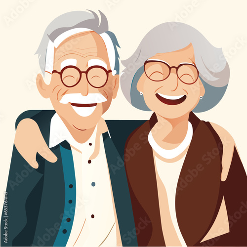 Aging Gracefully. Smiling Elderly Couple. Vector