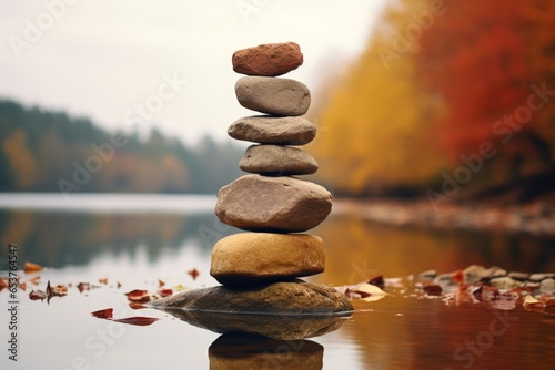 a pile of differently sized stacked stones in balance #653764547