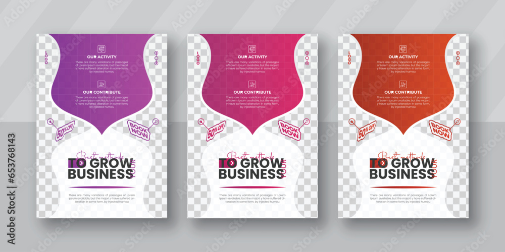 Creative modern business flyers, brochures, Annual Reports, Magazine, designs, modern layouts, annual reports, posters, and flyers in A4 with colorful organic shapes