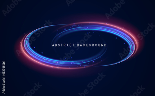 Neon rings set. Vector illustration of neon rings on dark background. Abstract vector fire circles, sparkling swirls and energy light spiral frames, neon blurry light circles at motion, Swirl effect.