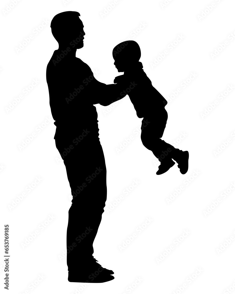 Father and Son Silhouette Vector Art