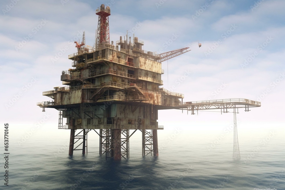 Deserted offshore platform. Generative AI