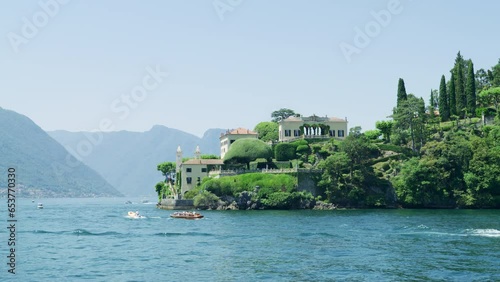 Lavedo Peninsula with Villa del Balbianello, Lake Como, Italy photo